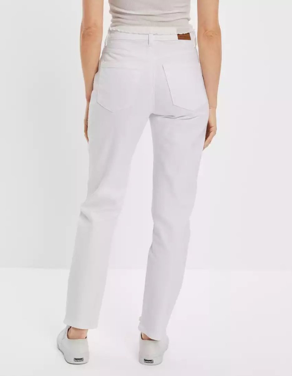 Jean American Eagle AE Stretch Mom Blanche Femme | QEM-46808281